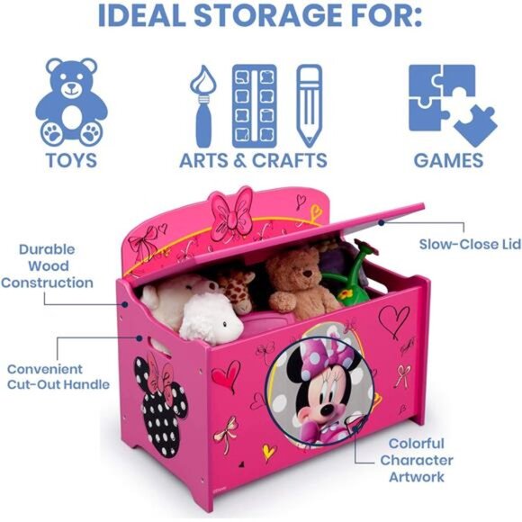 Delta Children Deluxe Toy Box, Disney Minnie Mouse - Picture 12 of 16